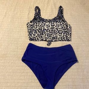 Shein Two Piece Highwaisted Swimsuit with Knotted Top